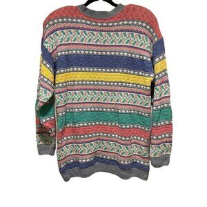 Vintage Liz Wear Fair Isles Oversized 3-D Knit Sweater Women's Petite Small